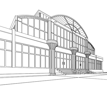 3D architectural abstract office. Concept - modern architecture.の写真素材