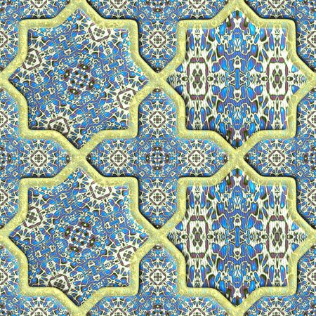 Seamless pattern on a fabric. Geometrical figures. Good for replicate.