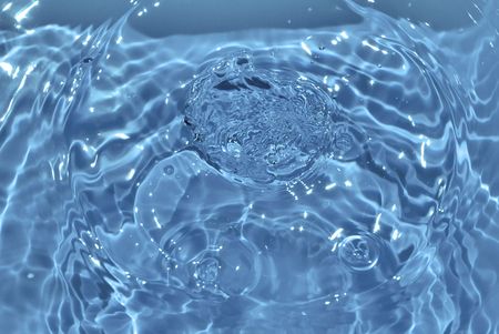 Water abstract backgound. Blue, small drops and waves