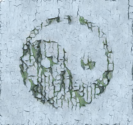 Old cracked paint. "Yin and Yang" symbol. Computer generated (from real foto)の写真素材