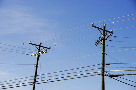 power pole under blue sky