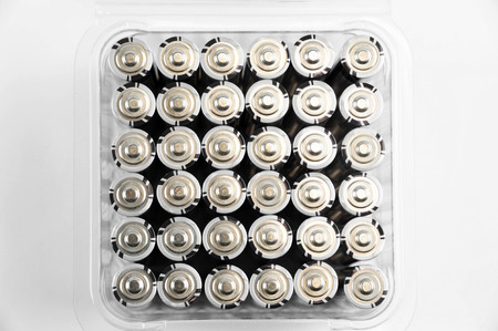 close up on batteries isolated on white background