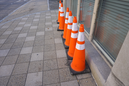 traffic cones on the streetの写真素材
