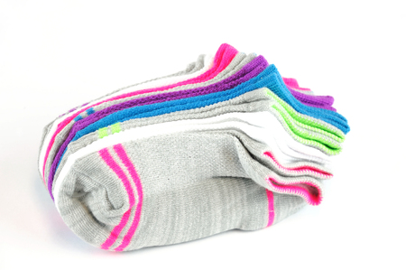 cute kids socks isolated on white backgroundの写真素材