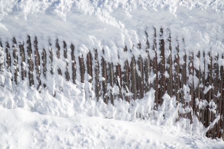 old wood wall after blizzardの写真素材