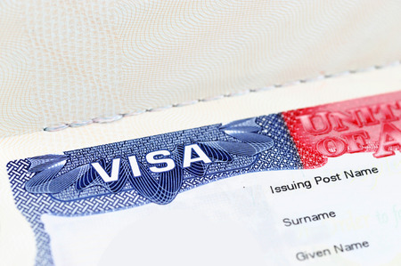 Close up of a USA visa on the passportの写真素材
