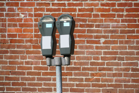Close up on parking meter on the streetの写真素材