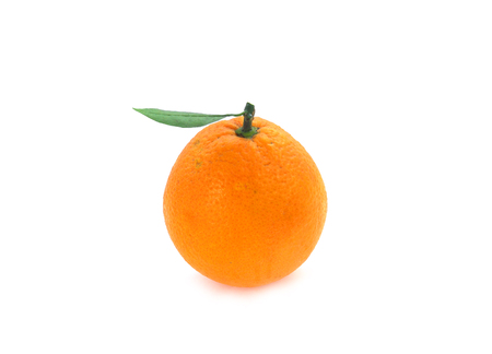 Single fresh orange isolated on white background