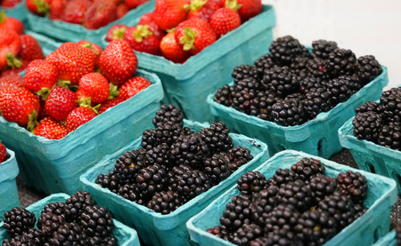 Fresh strawberry and in the container boxの写真素材