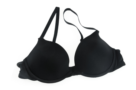 Black bra isolated on white backgroundの写真素材