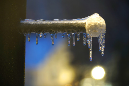 Close up on icicle in the frozen rainの写真素材
