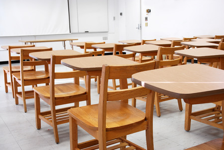 classroom with armed chairs in universityの写真素材