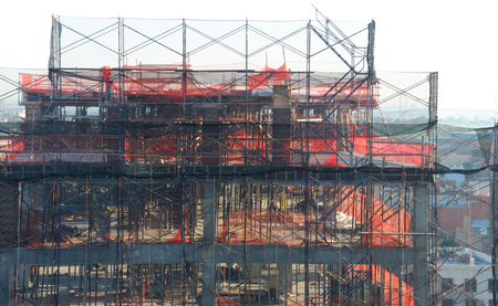 Close up view on building in construction site