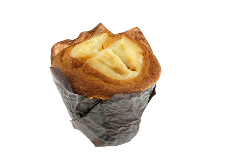 Single cup cake isolated on white backgroundの写真素材