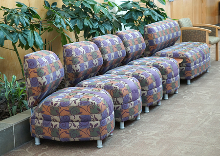 sofa in a row in the lobbyの写真素材