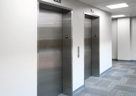 elevators with door closed inside the office building