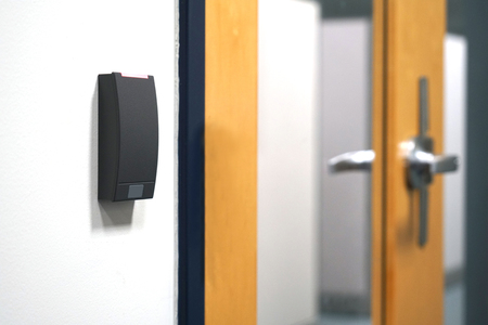 door entrance card reader of security system in the office buildingの写真素材