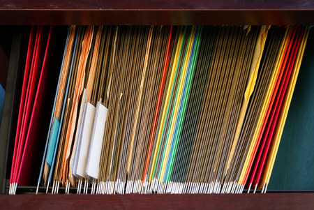 high angle view of documents and folders archiveの写真素材