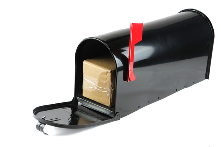 close up on mail box isolated on white backgroundの写真素材