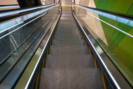 high angle view of escalator in the airport
