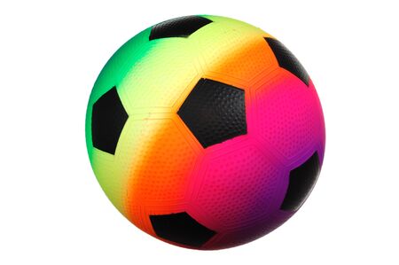 close up on single colorful football isolated on white backgroundの写真素材