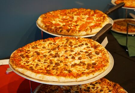 various pizza in the party for lunchの写真素材