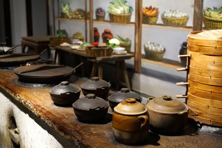 close up on ancient Chinese kitchenの写真素材