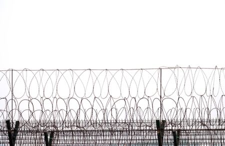 close up on iron barbed wire backgroundの写真素材
