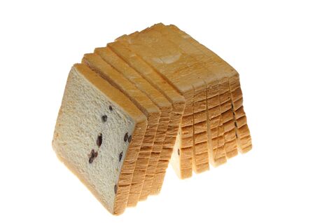 close up sliced bread isolated on white backgroundの写真素材