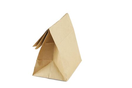 recycle brown paper bag isolated on white backgroundの写真素材