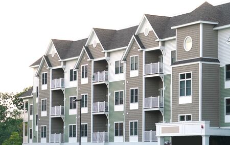 close up on modern rental apartment buildingの写真素材