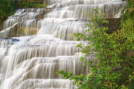 close up on cascade waterfallの写真素材
