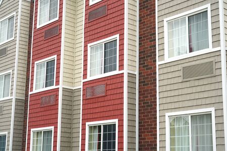 close up on modern rental apartment buildingsの写真素材