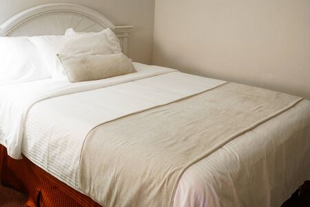 close up on bed in the roomの写真素材