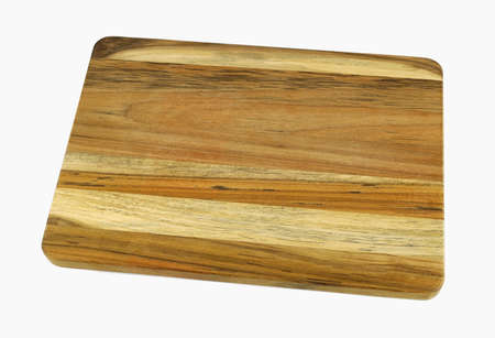 wooden chop board isolated on white backgroundの写真素材