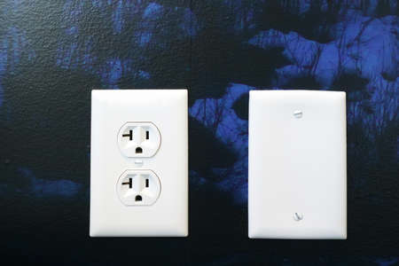 close up on the outlet on painted wallの写真素材