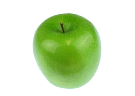 single green apple isolated on white backgroundの写真素材