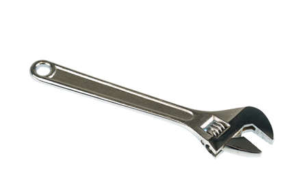 single steel wrench isolated on white backgroundの写真素材