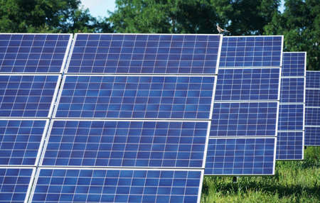 Close up on solar panels in the solar station