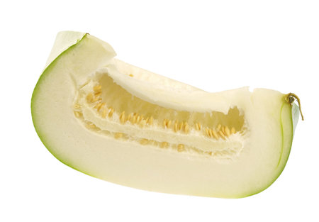 single piece of winter melon sliced isolated on white backgroundの写真素材