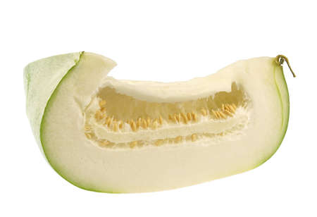 single piece of winter melon sliced isolated on white backgroundの写真素材
