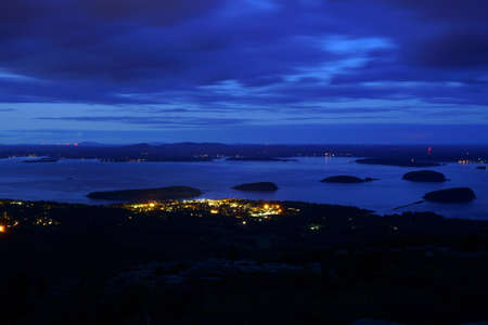 landscape of night view of Bar Harbor and islandの写真素材