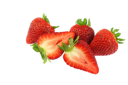 fresh strawberries isolated on white backgroundの写真素材
