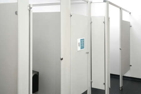 covid-19 social distance enforcement in restroomの写真素材