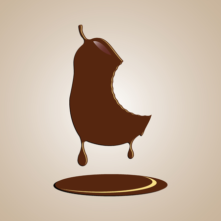 Chocolate pear with a stitch from the teeth.のイラスト素材