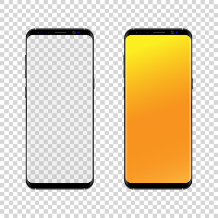 Smartphone black-gray color with transparent touch screen, isolated on an isolated background. Vector illustrationのイラスト素材