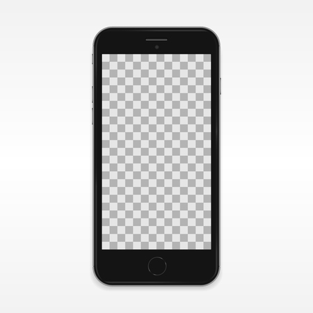 Black smartphone. Front view with blank screen For printing, web application. Device layout Separate groups and layers. Easily editable vectorのイラスト素材