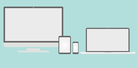 The phone device layout, Laptop layout, Computer layout, The layout of the tablet is executed in the style of flat design. Layers easily editable. Flat design technologyのイラスト素材