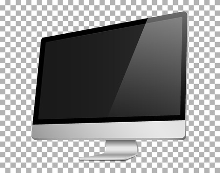 Realistic 3D Computer right view, with a black screen, isolated on a transparancy background.の写真素材