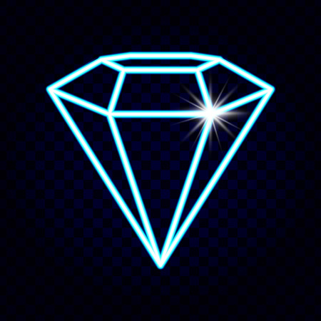 Diamond neon Vector. Neon Icon - stock vectorのイラスト素材